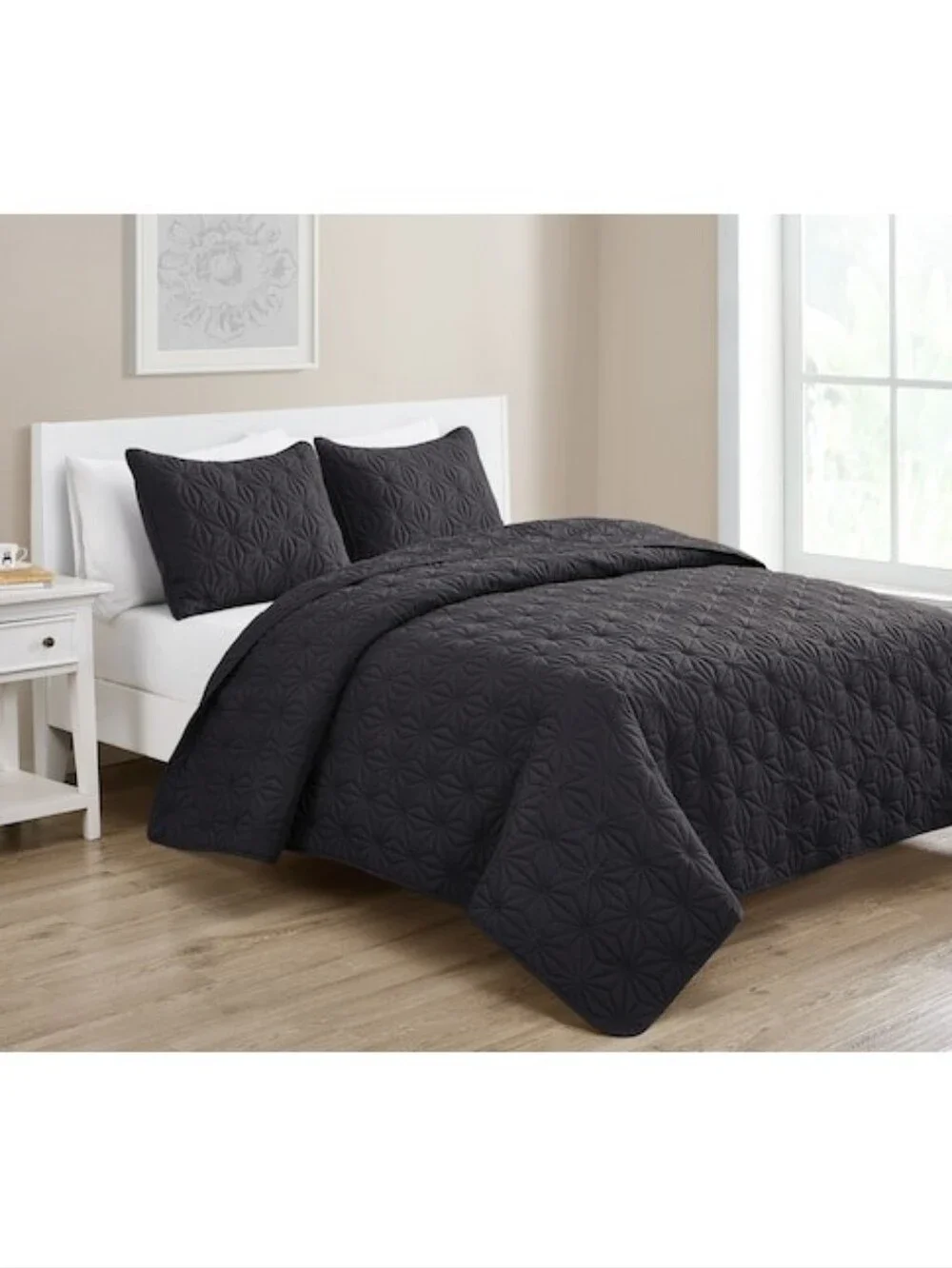 VCNY Home 3-Piece Grey Geometric Quilt Set  King